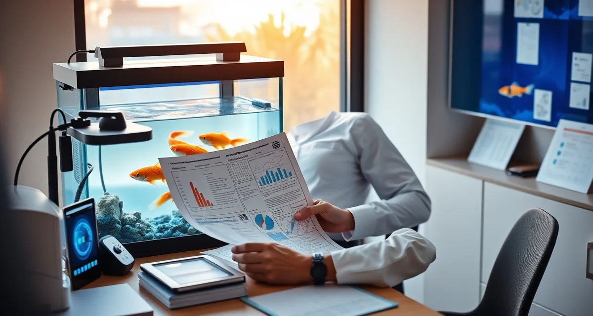 Professional koi documentation process for dealers Koi dealer reviewing comprehensive customer documentation and care sheets for fish health and pond quality management