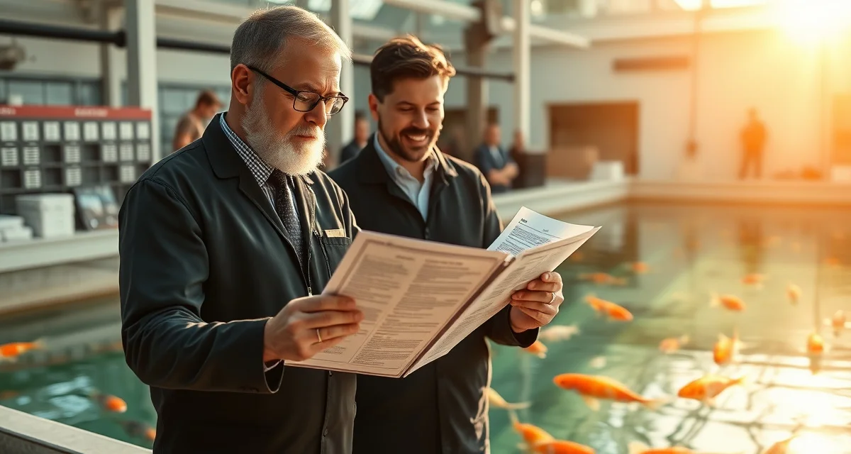 Health documentation as reputation builder for koi dealers Koi dealer reviewing health records and certifications that build reputation and command premium prices in the koi market.