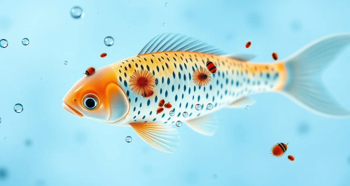 Common protozoan parasites affecting koi pond health Microscopic view of koi protozoan parasites including Costia, Trichodina, and Chilodonella that cause fish disease and mucus coat excess.